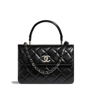 Chanel Flap Bag - Top Handle - Black Lambskin with Gold tone